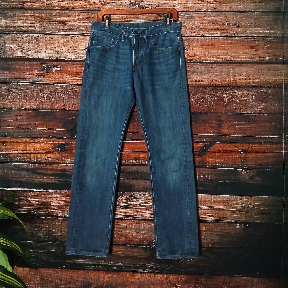 Levis Jeans Mens 31X31 513 Slim Straight Dark Blue Denim Low Stretch - Picture 3 of 7